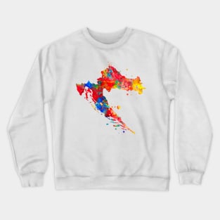 Croatia Map Watercolor Painting Crewneck Sweatshirt